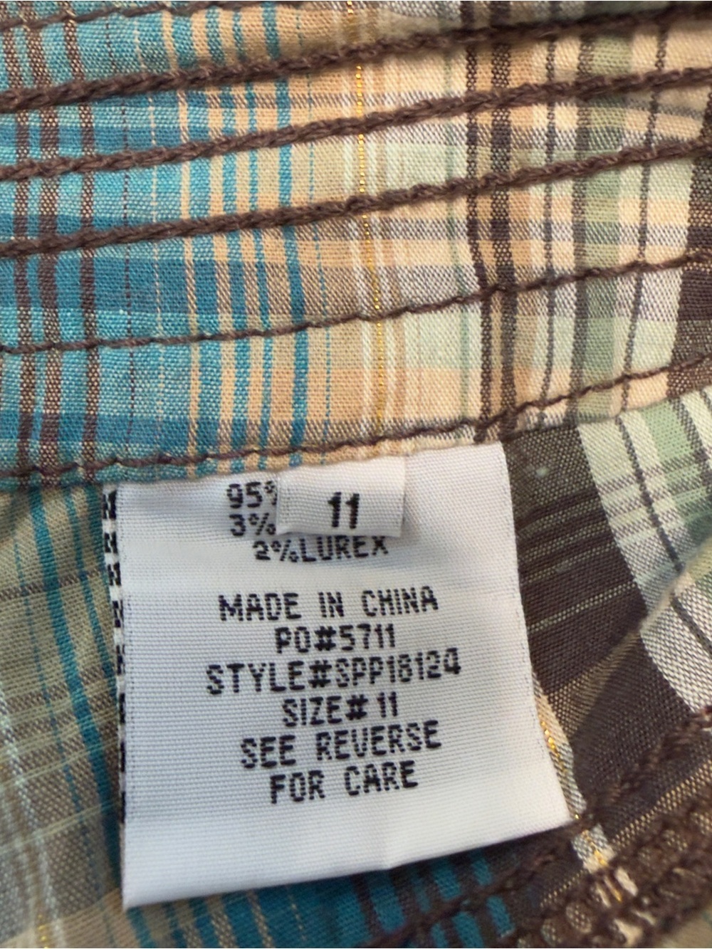Paris Blues Teal, Brown & Cream Plaid Bermuda Shorts Sz 11 - Picture 8 of 9
